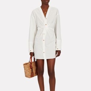 100% cotton. Model is 5'10" and wearing size S